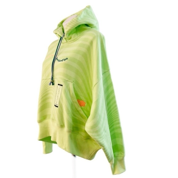 NIKE Mind Over Matter Show Yourself Love Cropped Neon Green Hoodie Size L NEW - Picture 4 of 9